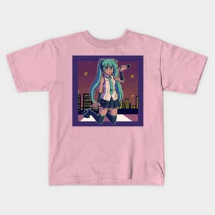 Vaporwave aesthetics anime girl Kids T-Shirt